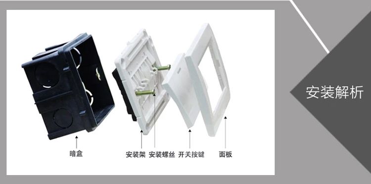 德力西118型墻壁開關暗裝底盒安裝詳解圖