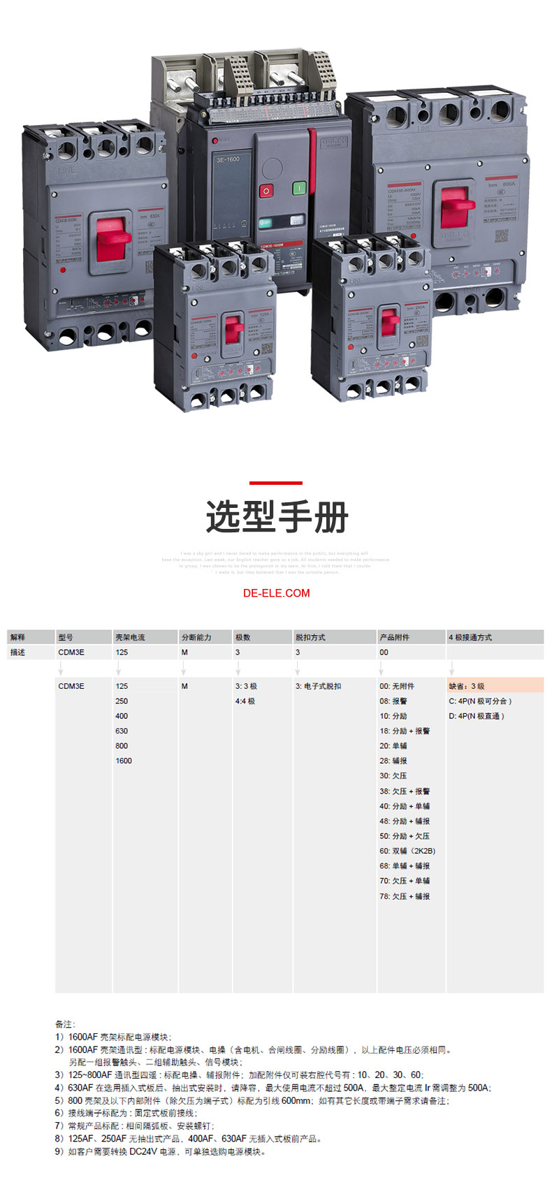 德力西CDM3E電子式可調(diào)塑殼斷路器產(chǎn)品選型手冊