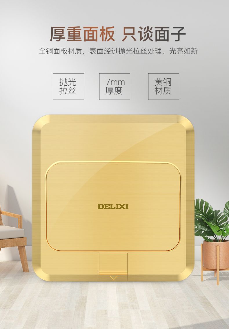 德力西地插翻蓋式 隱形全銅防水地插 五孔翻蓋式地插多功能家用耐用帶安全門