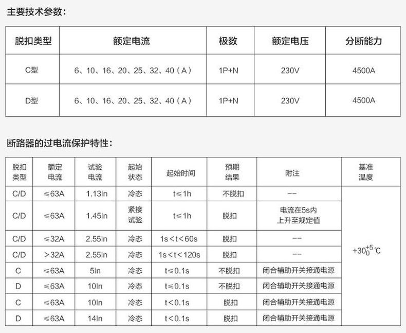 德力西斷路器單片雙極DZ47P雙進雙出斷路器 1P+N單片寬度小型斷路器 可選電流16A 20A 25A 32A 40A