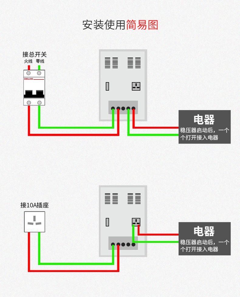 德力西AVR家用自動交流穩壓器 空調熱水器電腦電冰箱穩壓器 額定功率0.5KW/1KW/2KW/3KW/5KW/7KW/10KW