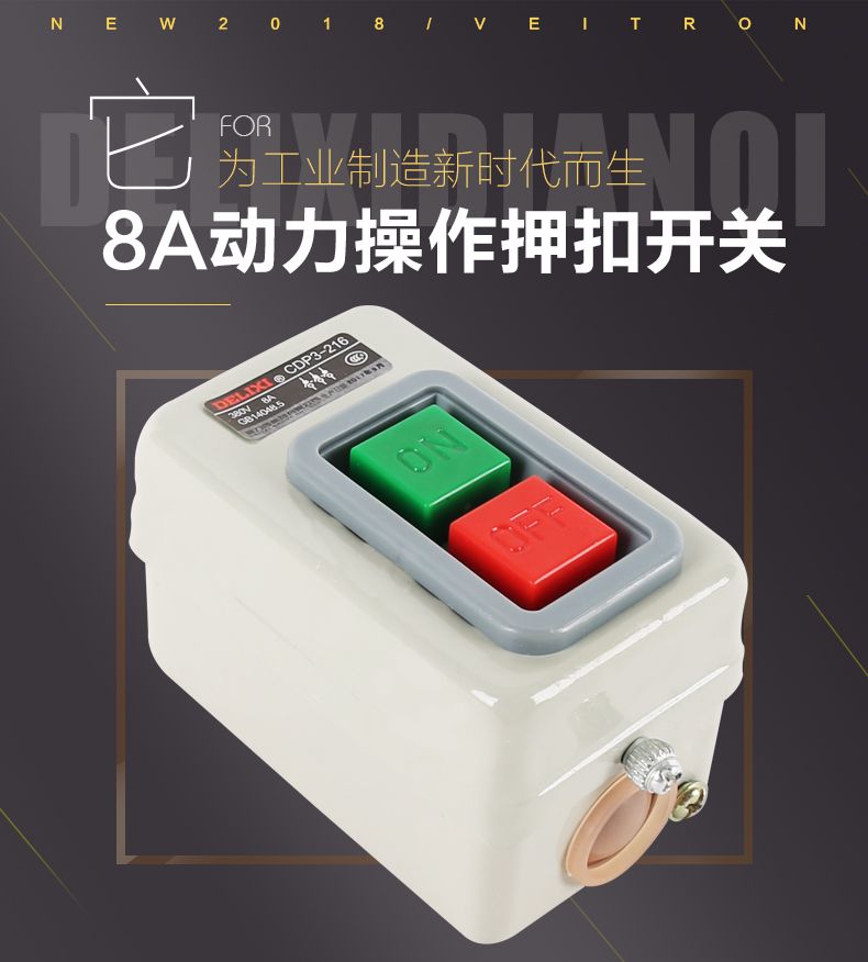 德力西動力押扣開關CDP3-216(BS216) 切割機開關 電動機開關 通用型押扣開關
