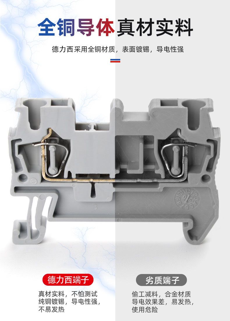 德力西ST回拉式彈簧接線端子 ST2.5導軌式快速直插彈簧端子排 直插型端子 彈簧式連接端子
