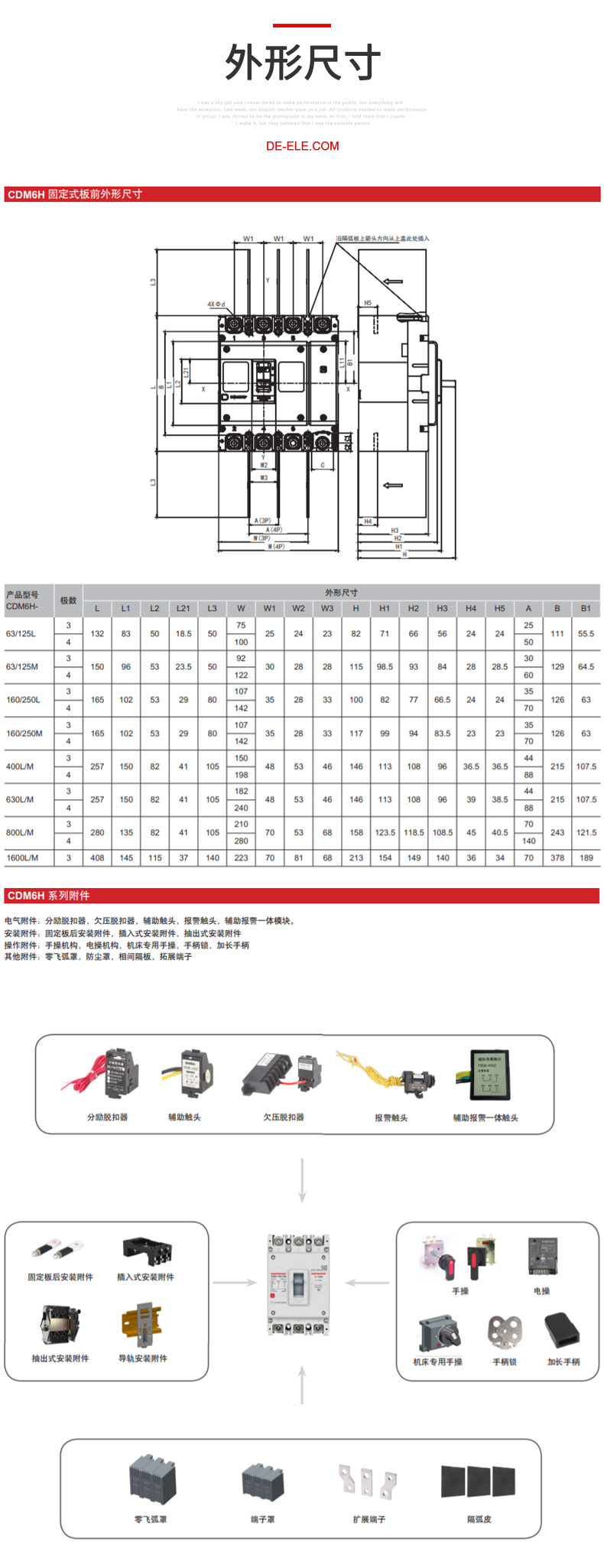 德力西CDM6H塑殼斷路器 德力西騎士系列塑殼斷路器 塑殼空氣開關額定電流16A~1600A 【定制產品】