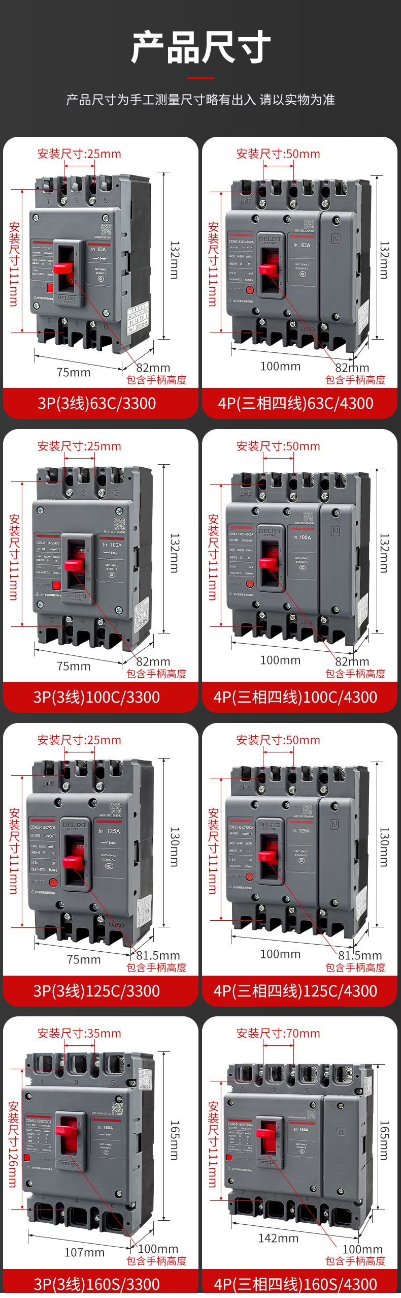 德力西CDM3S塑殼斷路器 空氣開(kāi)關(guān) 新升級(jí)新款3P4P三相四相 10A~1600A多規(guī)格可選